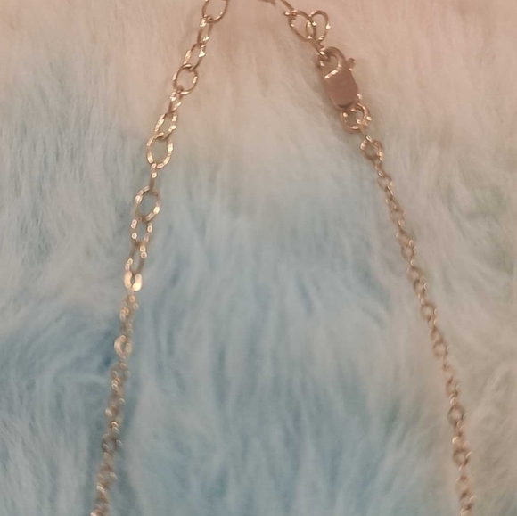 Gold tone, bezel set CZ station necklace, love always written - Picture 7 of 8